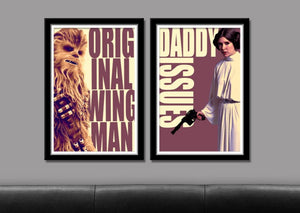 Chewbacca & Princess Leia Issues Poster Set - 13x19, 16x24 or 24x36 Inches - Home Decor