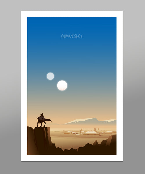 Force Inspired - Star Wars Sunset Minimalist Poster Set - Obi Wan - Sunset Collection - Print 237 - Home Decor