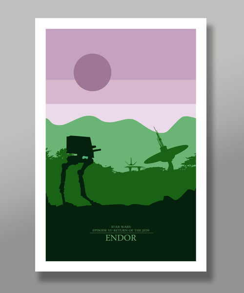 Force Inspired - Skyline Series 1 - Star Wars Minimalist Movie Poster Set Edition IV, V & VI of VII - Home Decor