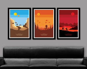 Force Inspired - Skyline Series 2 - Star Wars Inspired Minimalist Poster Set Edition I, II & III of VII - Prints 152 - Home Decor