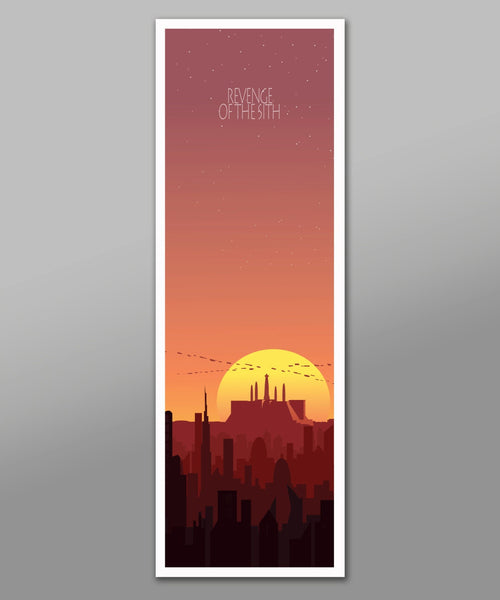 Force Inspired-Star Wars Inspirited-Minimalist Movie Poster Set 2 - Sunset Collection/Long Series - 12 x 36 Inches - Print 333 - Home Decor