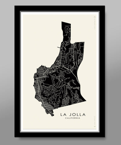 La Jolla Minimalist Poster Map - San Diego Poster - 13x19 16x24 or 24x36 Inches Home Decor