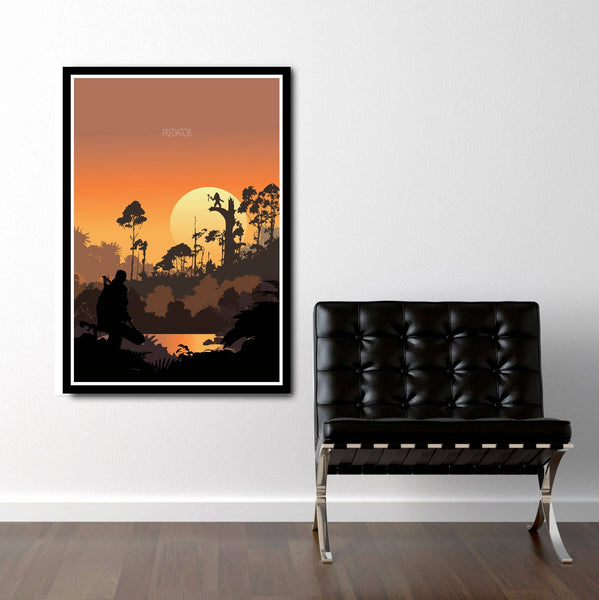 Predator Inspired Minimalist Sunset Movie Poster - Print 456 - Home Decor