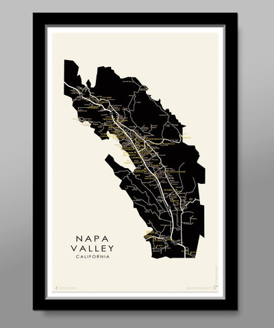 Napa Valley Wineries Minimalist Map - 13x19 16x24 or 24x36 Inches - Home Decor