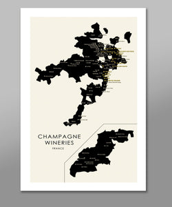 Champagne France Minimalist Map - 13x19 16x24 or 24x36 Poster - Home Decor