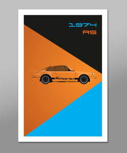 Porsche 1974 RS - 911 Tribute Poster - Print 471 - 13 X 19 or 24 X 36 - Home Decor