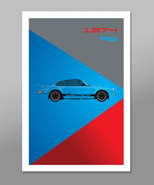 Porsche 1974 RS - 911 Tribute Poster - Print 471 - 13 X 19 or 24 X 36 - Home Decor