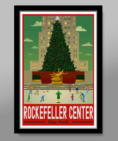 Christmas Elf in NY Inspired Rockefeller Center Poster - Home Decor