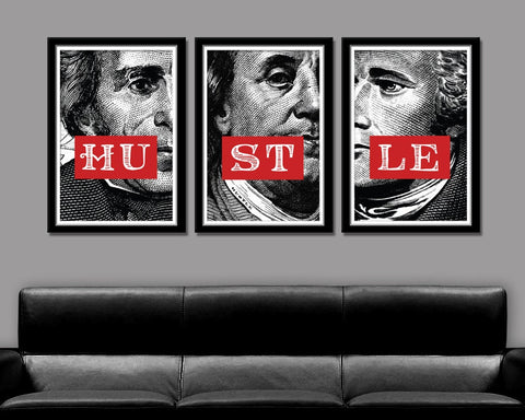 American Cash Money Hustle - 13x19 16x24 or 24x36 Inches - Office Art // Home Decor