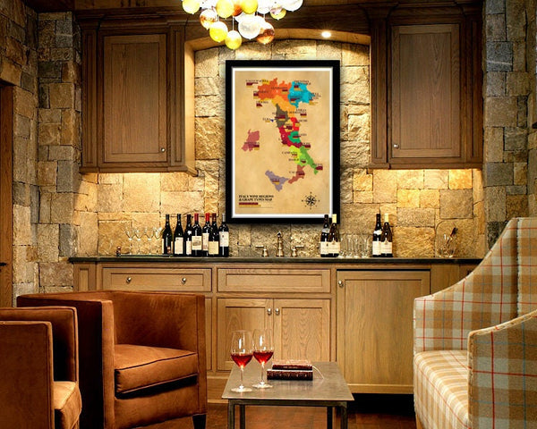 Classic Italian Wine Regions & Grape Types Poster - Wine Poster - Home Decor