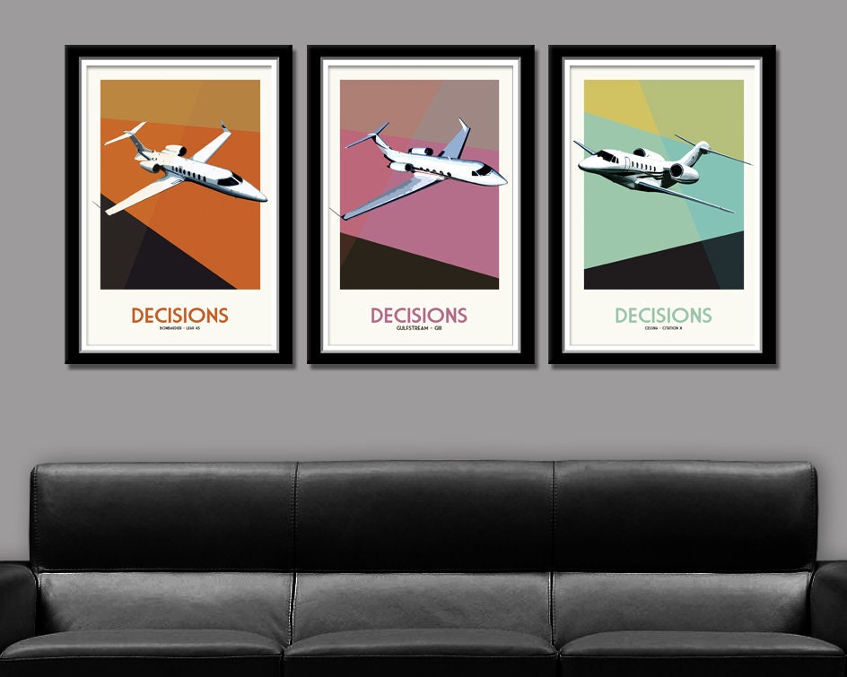 Rich Guy/Gal Decisions - Private Jet Series - 13x19 Inches Each - Print 162 - Posters