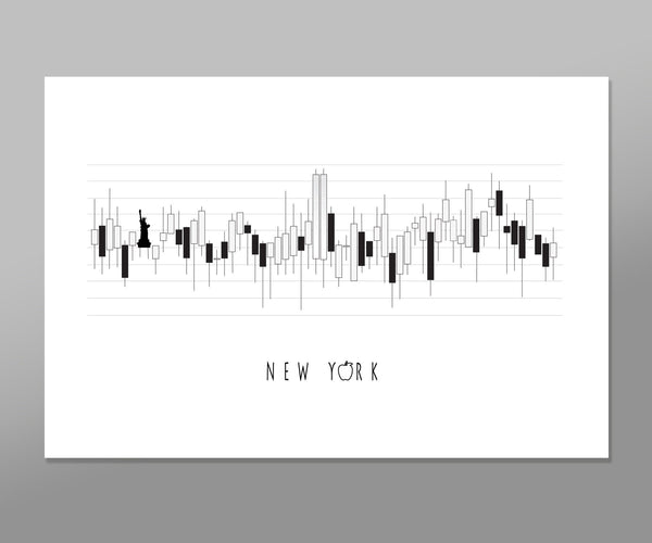 Minimalist New York City Stock Chart Poster - 13x19 16x24 or 24x36 Inches - Print 485 - Office Decor