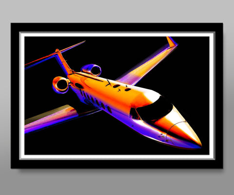 Private Jet Gulfstream 550 - VIBRANT Collection - Pop Art  - 13x19 OR 24x36 Inches - Home / Office Decor