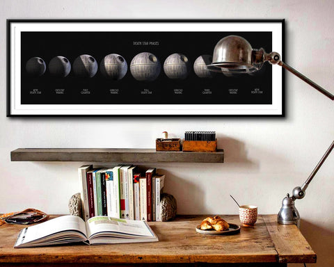 Death Star Moon Phases Poster - 12 x 36 Inches - Print 447 - Home Decor