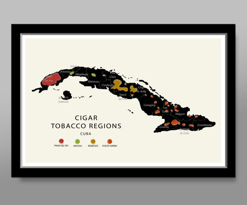 Cigar Regions of Cuba Minimalist Map - Cigar Poster - Home Decor