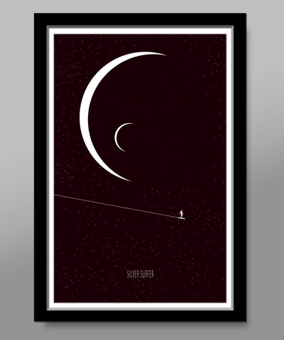 Silver Surfer Inspired Minimalist Poster - Black Collection - Print 286 - Home Decor