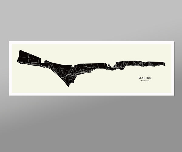 Malibu Minimalist Poster Map - 12 x 36 Inches - Home Decor
