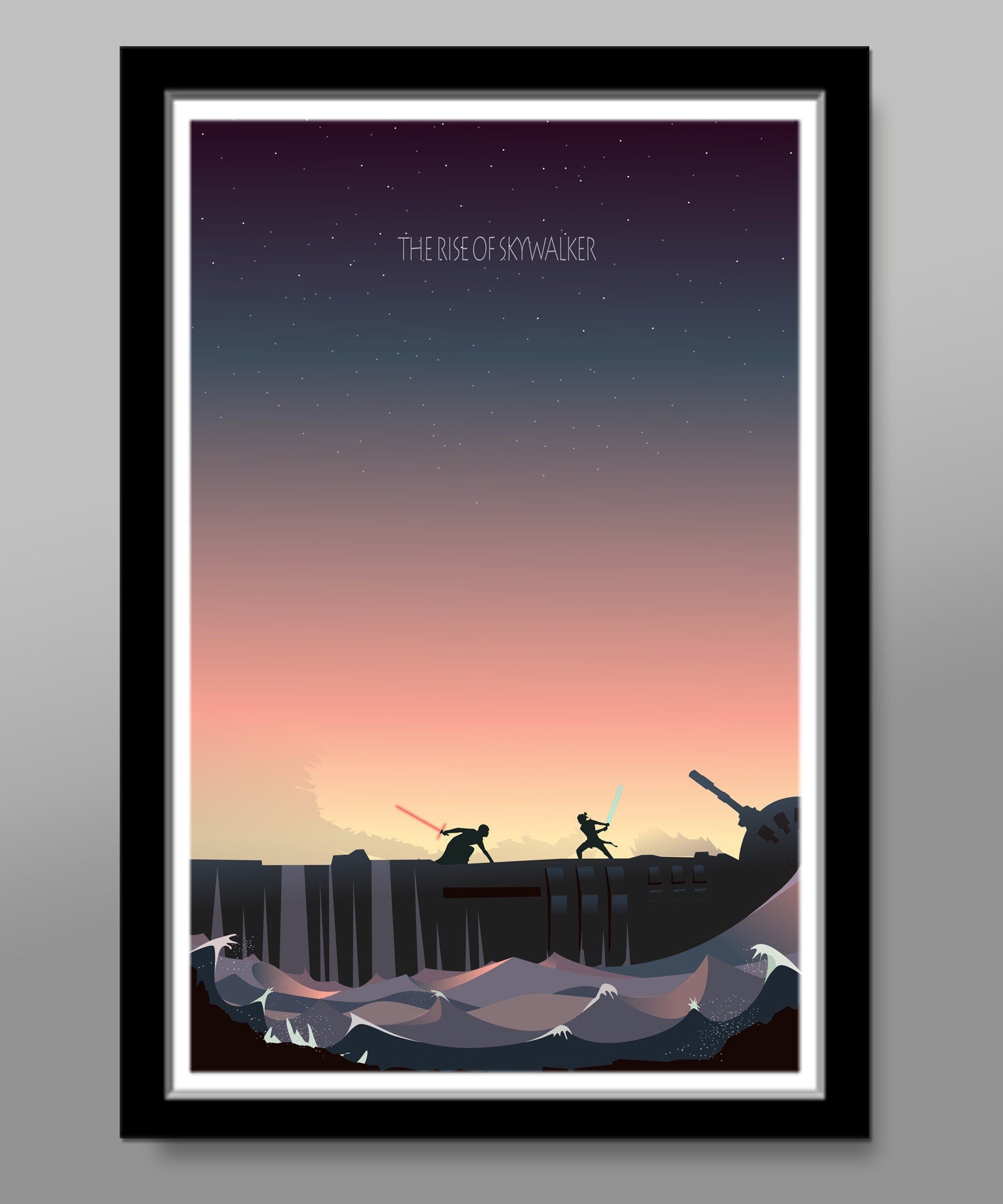 Force Inspired Episode 9 - 13x19, 16x24 ,24x36 or 12x36 Inches - Part of Our Star Wars Sunset Minimalist Poster Set - Home Decor