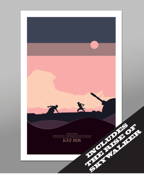 Force Inspired - Star Wars Inspired Minimalist Movie Poster Set - Complete Skyline Series - Home Decor