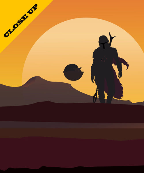 Mandalorian Tribute Sunset Art - 13x19 or 24x36 Inches - Print 529 - Home Decor