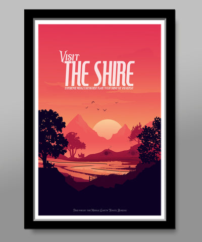 Shire Travel Inspired - Sunset Poster - Print 483 - 13x19 or 24x36 Inch - Home Decor