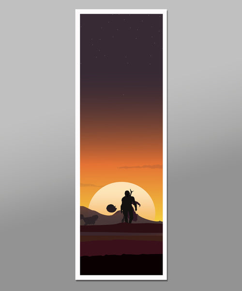 Mandalorian Tribute Sunset Art - 13x19 or 24x36 Inches - Print 529 - Home Decor