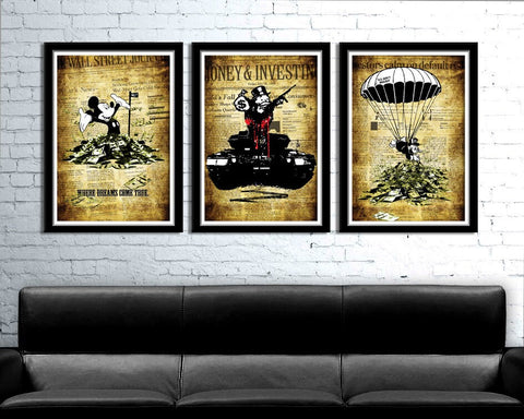 Wall Street Greed Collection Banksy Inspired - Print 295 - Home Decor