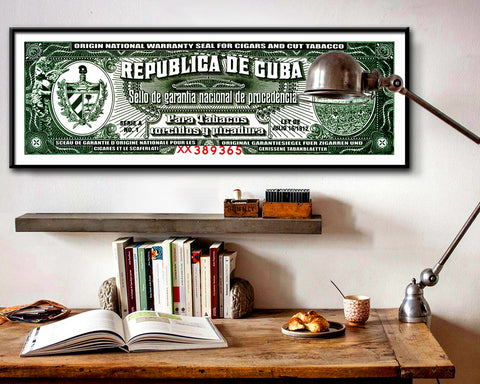 Cuban Cigar Official Seal of Authentication - 12x36 Inches - Home Decor