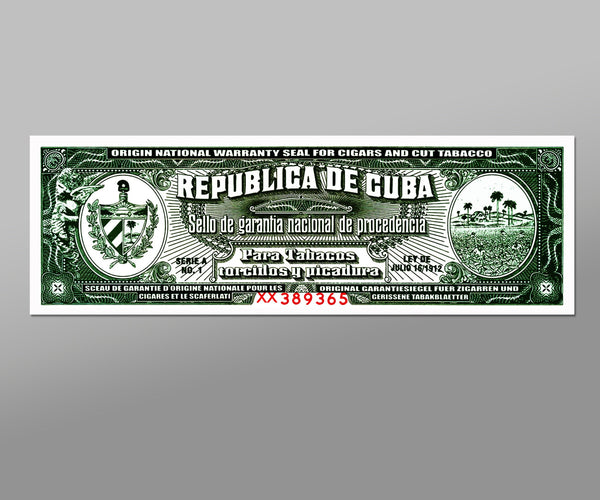 Cuban Cigar Official Seal of Authentication - 12x36 Inches - Home Decor