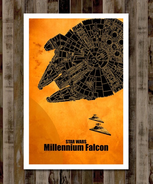 Force Inspired Minimalist Star Wars Movie Poster Set - Home Decor (warm yellow)