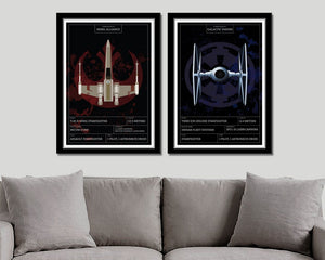 Star Wars Inspired - Fighter Series in Classic Blue Print Format  (Print 124) - Home Decor