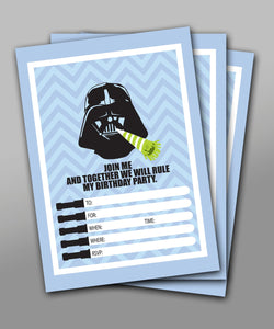 DOWNLOADABLE Darth Vader Inspired Birthday Invitations (cut to 5 X 7 inches each) - Instant Download