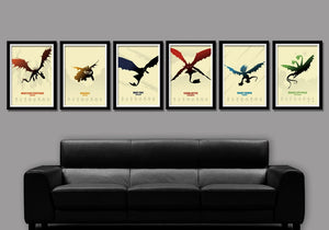 How To Train Your Dragon Minimalist Movie Poster Set - Delux Version - 6 Prints - Home Decor
