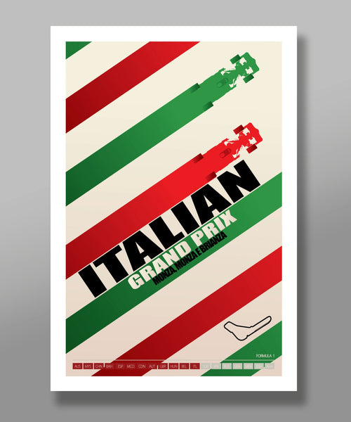Italian Grand Prix Race Inspired Vintage Style Minimalist Poster - Print 279 - Home Decor