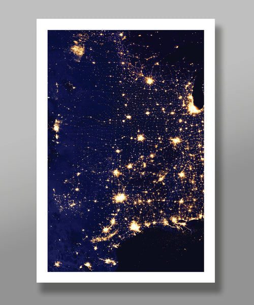 USA Satellite Photo at Night - HiRez 3 Series - Home Decor