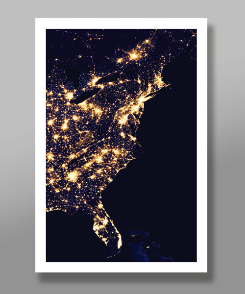 USA Satellite Photo at Night - HiRez 3 Series - Home Decor