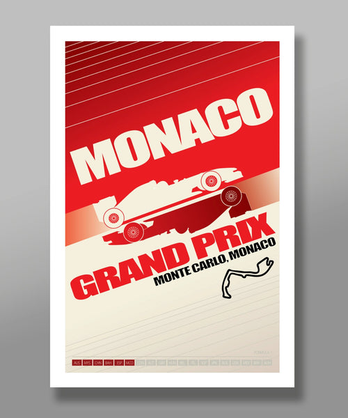 Vintage Monaco Grand Prix Race Inspired Minimalist Poster - Print 279 - Home Decor