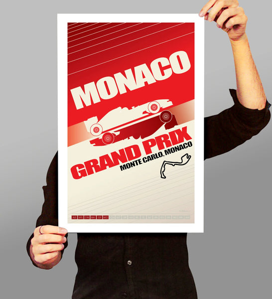 Vintage Monaco Grand Prix Race Inspired Minimalist Poster - Print 279 - Home Decor