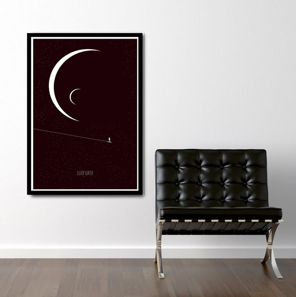 Silver Surfer Inspired Minimalist Poster - Black Collection - Print 286 - Home Decor