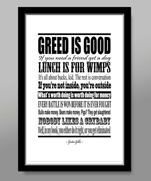 Wall Street Quotable Movie Poster - Print 320 - Home Decor