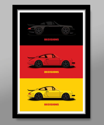Air Cooled Inspired Porsche 911 Decisions Decisions Decisions - Colors Tribute - Poster 334 - Home Decor