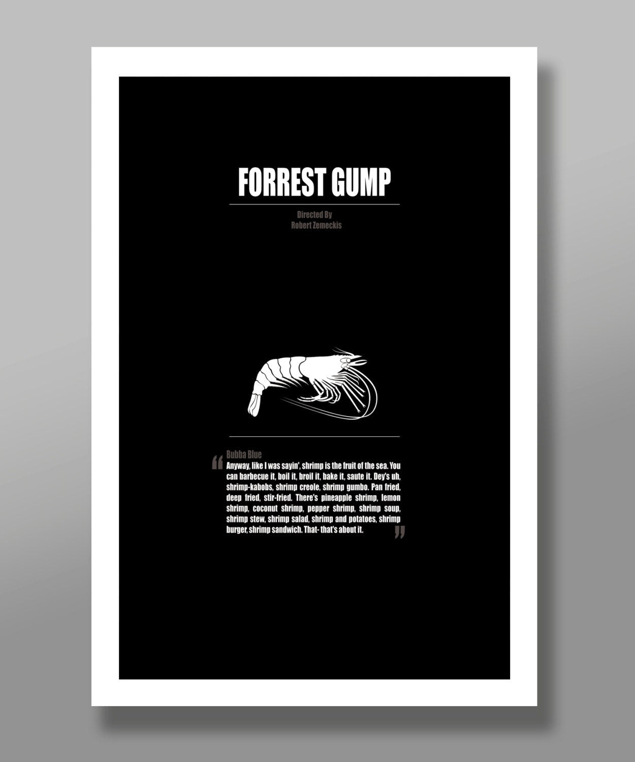 Forrest Gump Shrimp Lovers Minimalist Quoted Movie Poster - Home Decor