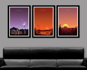 Force Inspired - Star Wars Inspirited - Sunset Minimalist Movie Poster Set - Episodes 1,2, & 3 - Sunset Collection - Print 237 - Home Decor