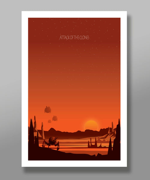 Force Inspired - Star Wars Inspirited - Sunset Minimalist Movie Poster Set - Episodes 1,2, & 3 - Sunset Collection - Print 237 - Home Decor