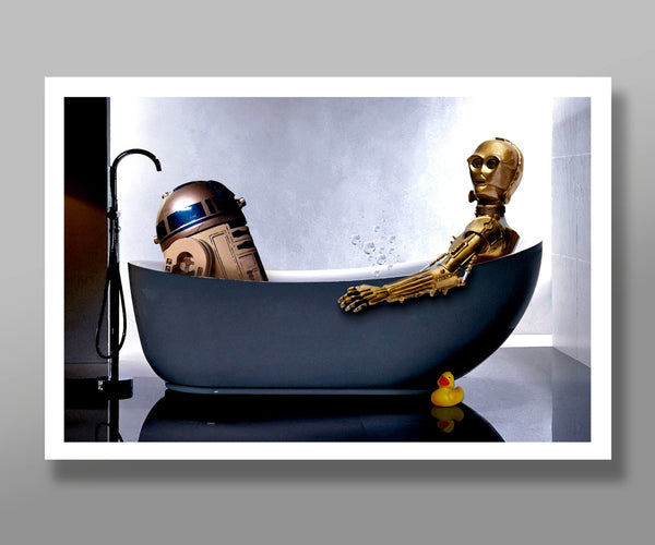 Star Wars Bathtub Droids Inspired Poster - Bubbles Edition - 13 x 19 16 x 24 OR 24 x 36 Inches -  Home Decor