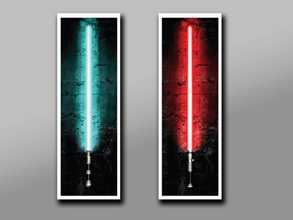 Light Saber Inspired - Sith vs Jedi (Print 356) - Tall Collection 12 x 36 Inches - Home Decor